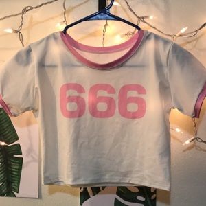 666 White/Pink Crop Top S/M